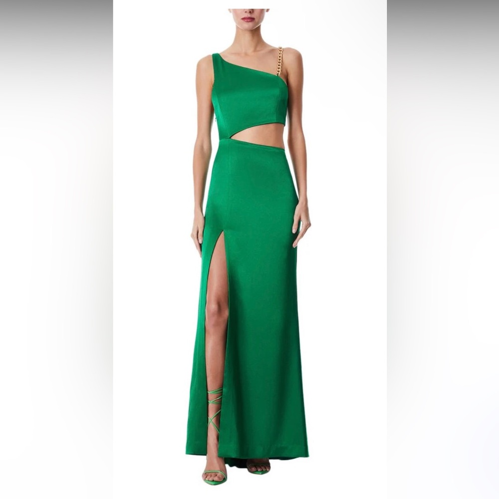 Alice + Olivia Emerald Green Long Dress with Cutout